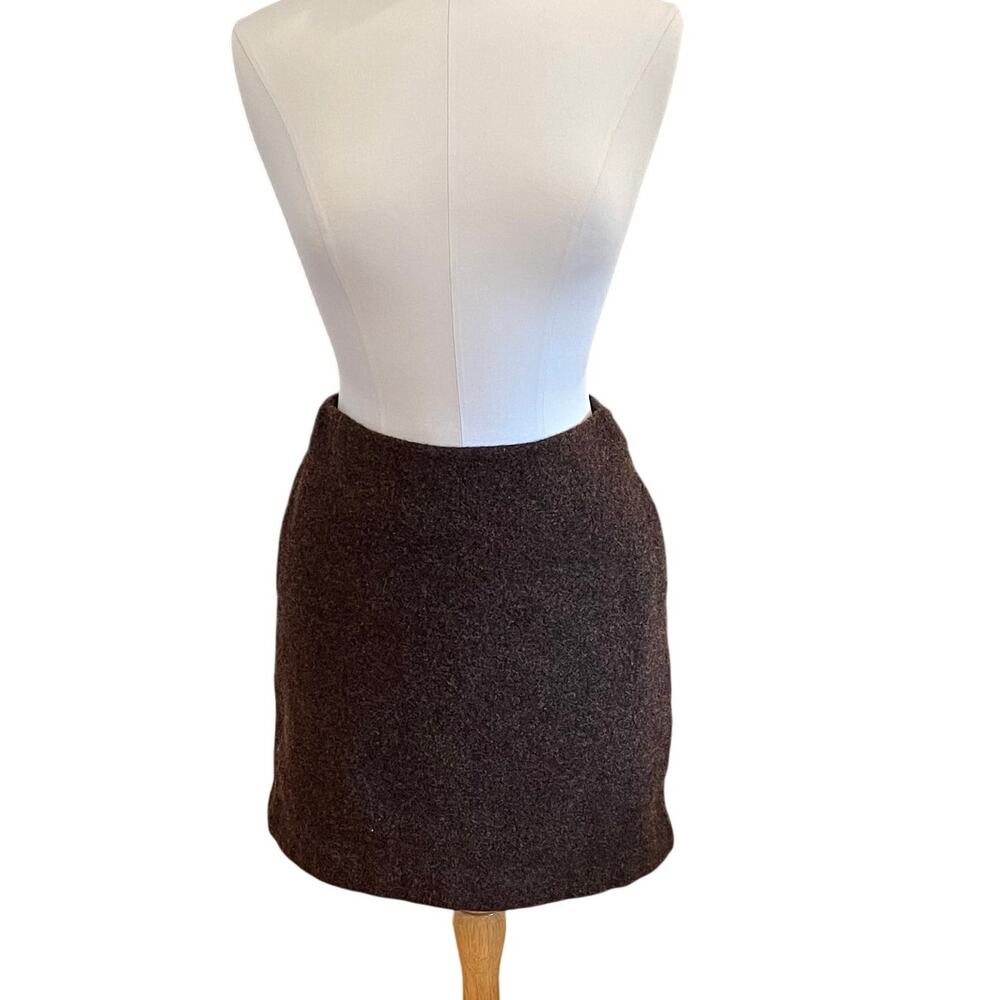 Uniqlo Brown Wool Blend Lined Pencil Mini Skirt, Preppy, Casual, Size 2
